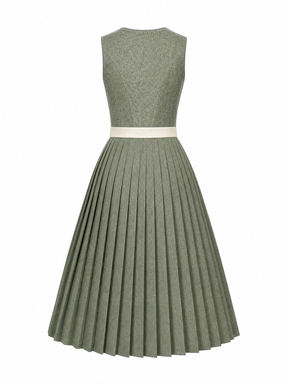 Dirndl Romy in Mineralgrün mit Elfenbein Schürze - Rückansicht