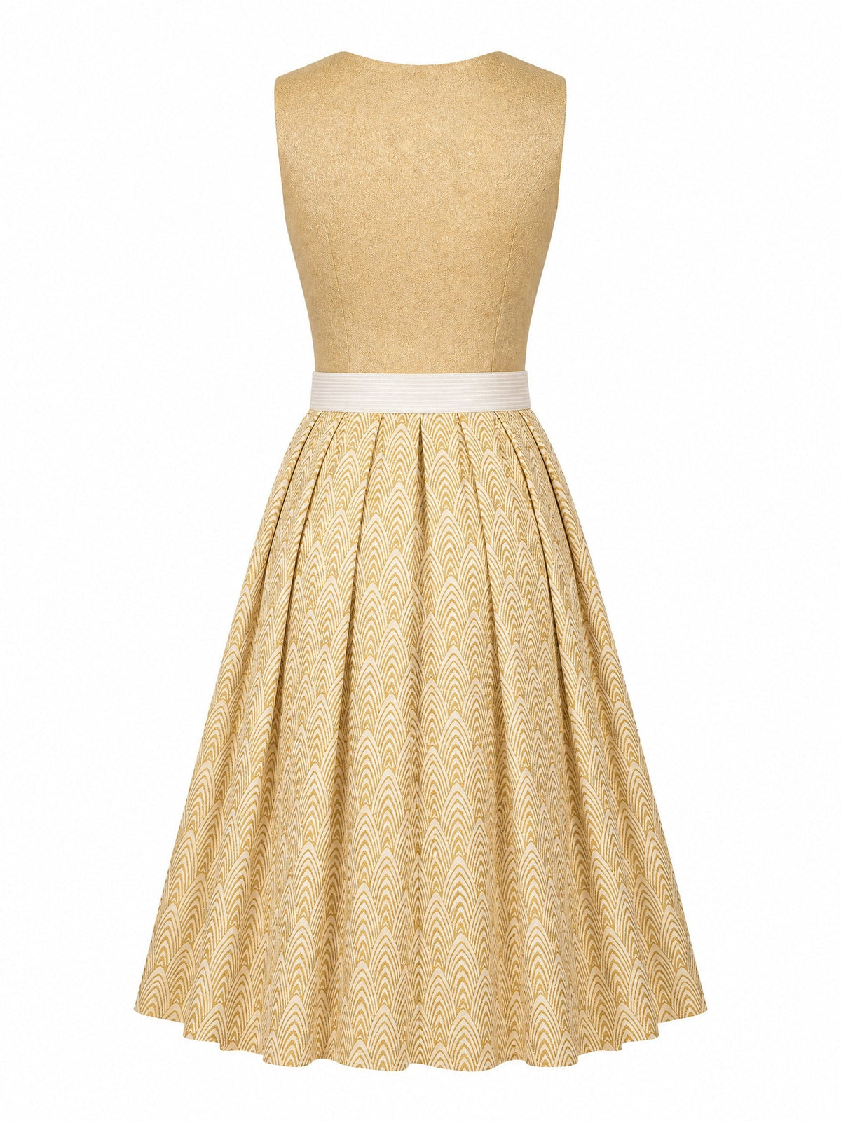 Dirndl Charlotte in Silberblau mit Perlgrau Schürze - Rückansicht