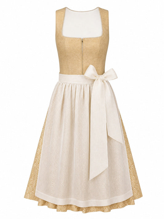Dirndl Charlotte in Silberblau mit Perlgrau Schürze - Vorderansicht