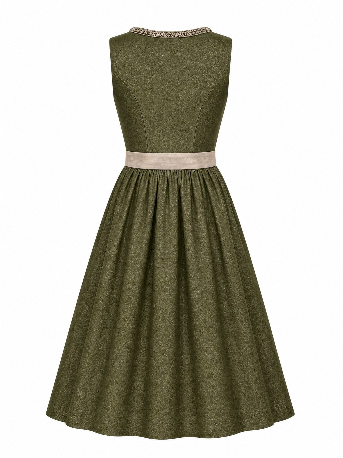 Dirndl Rieke in Sienabraun mit Champagner Schürze - Rückansicht