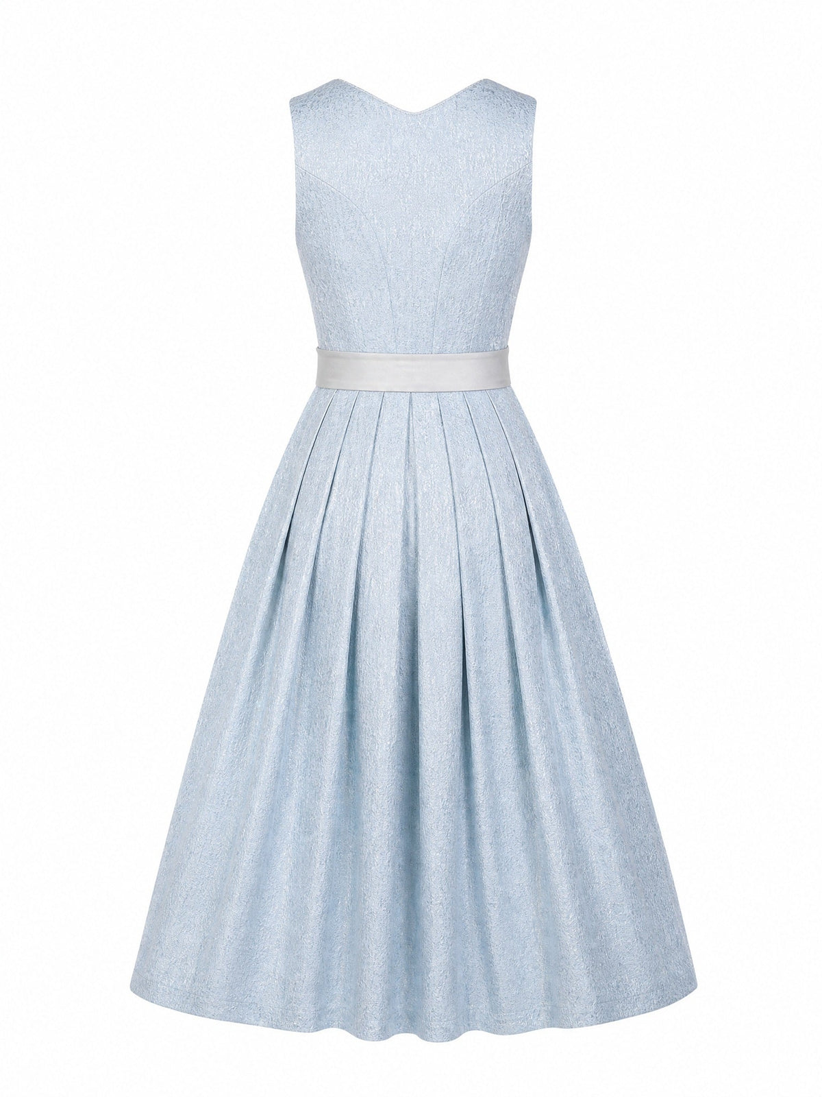 Dirndl Bea in Eisblau mit Perlgrau Schürze - Rückansicht