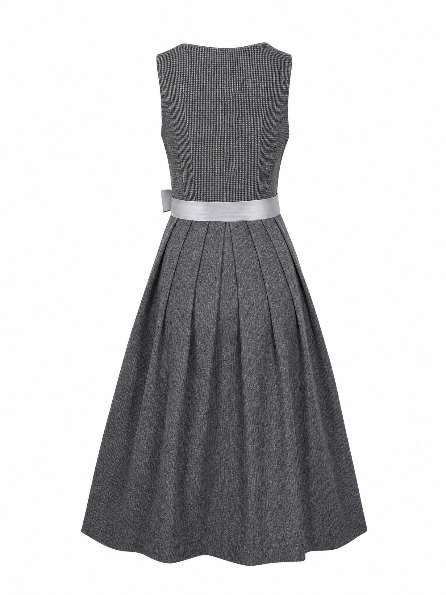 Dirndl Freya in Graphit mit Perlgrau Schürze - Rückansicht