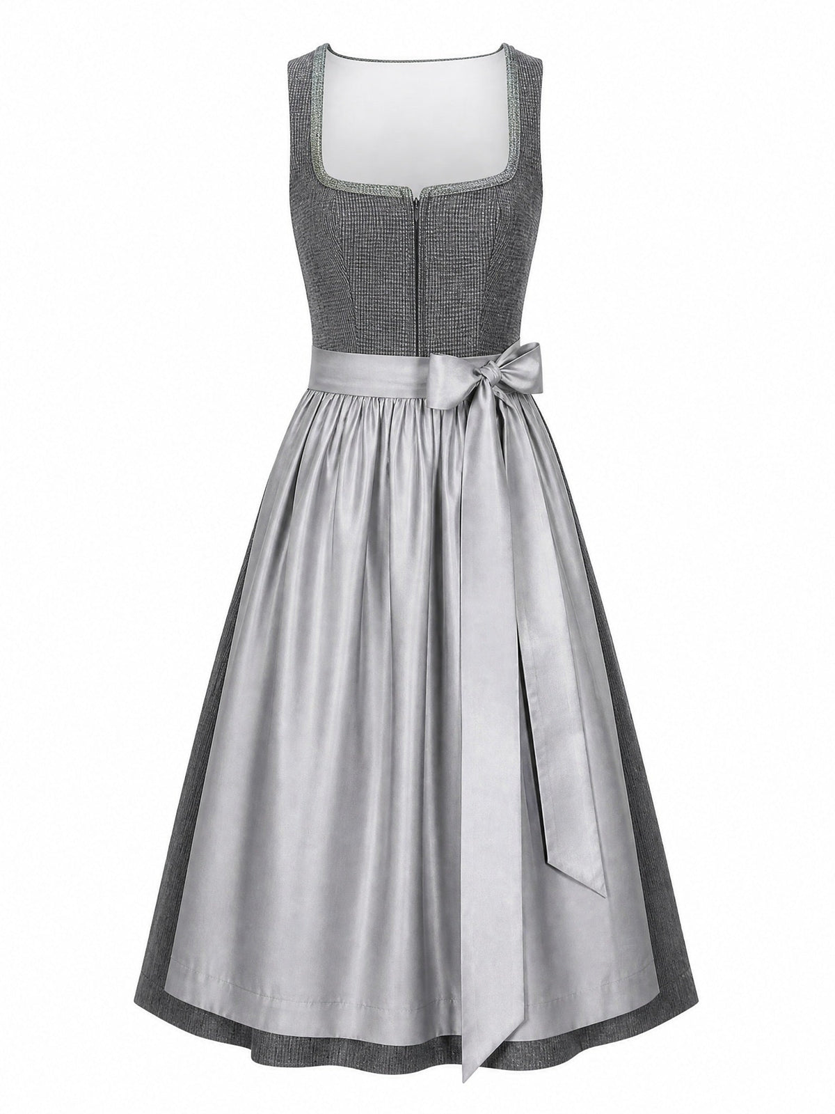 Dirndl Freya in Graphit mit Perlgrau Schürze - Vorderansicht
