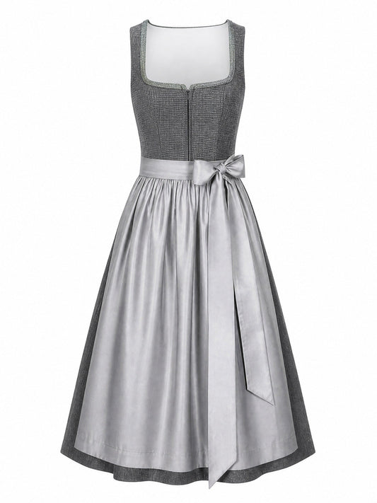 Dirndl Freya in Graphit mit Perlgrau Schürze - Vorderansicht