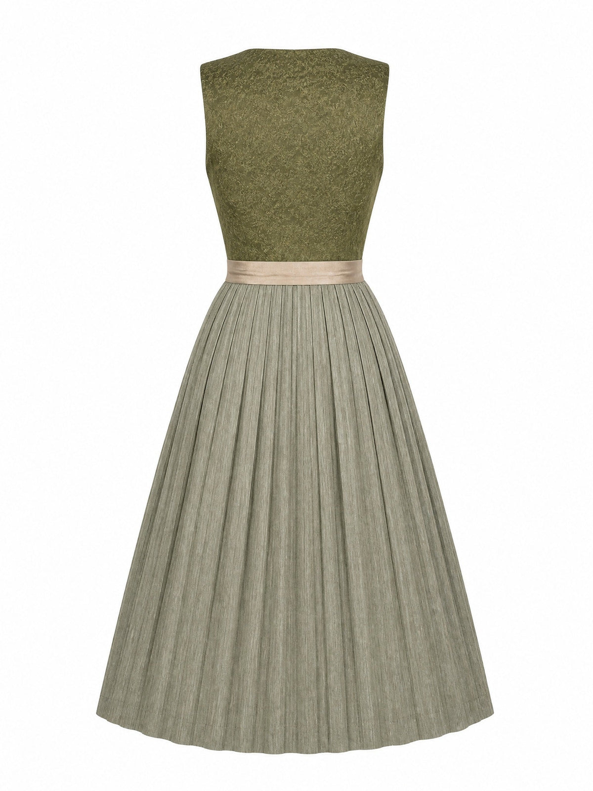 Dirndl Isabel in Moosgrün mit Warmer Sand Schürze - Rückansicht