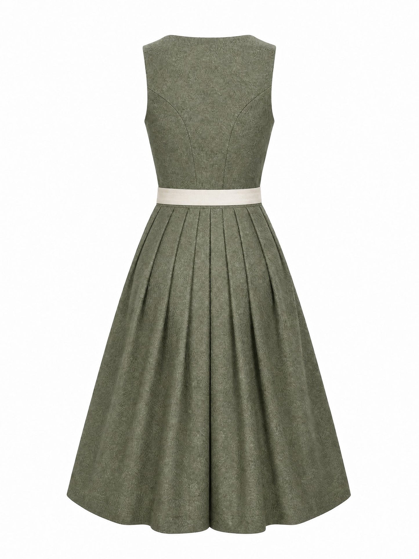 Dirndl Marlene in Mineralgrün mit Elfenbein Schürze - Rückansicht