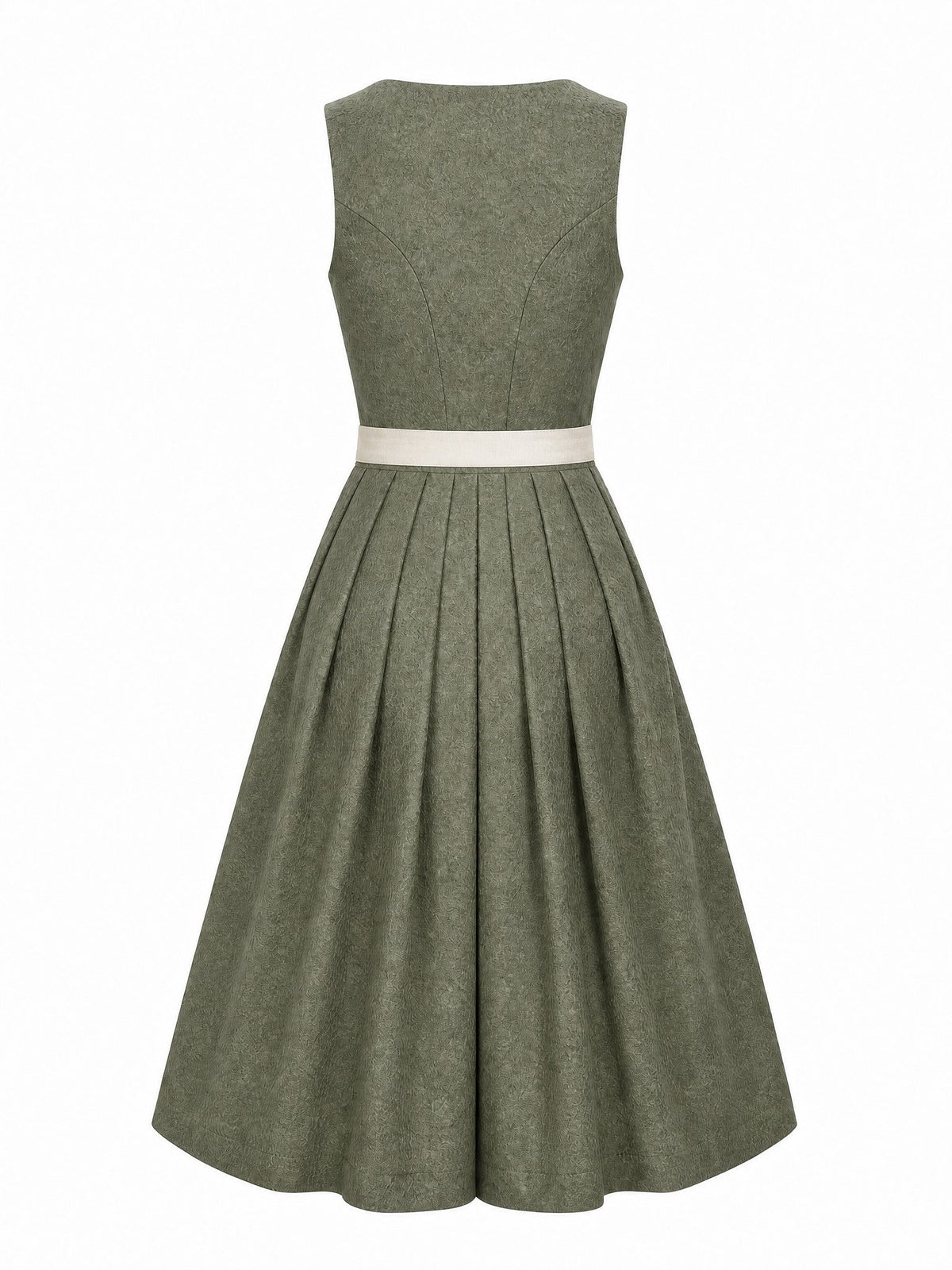 Dirndl Marlene in Mineralgrün mit Elfenbein Schürze - Rückansicht