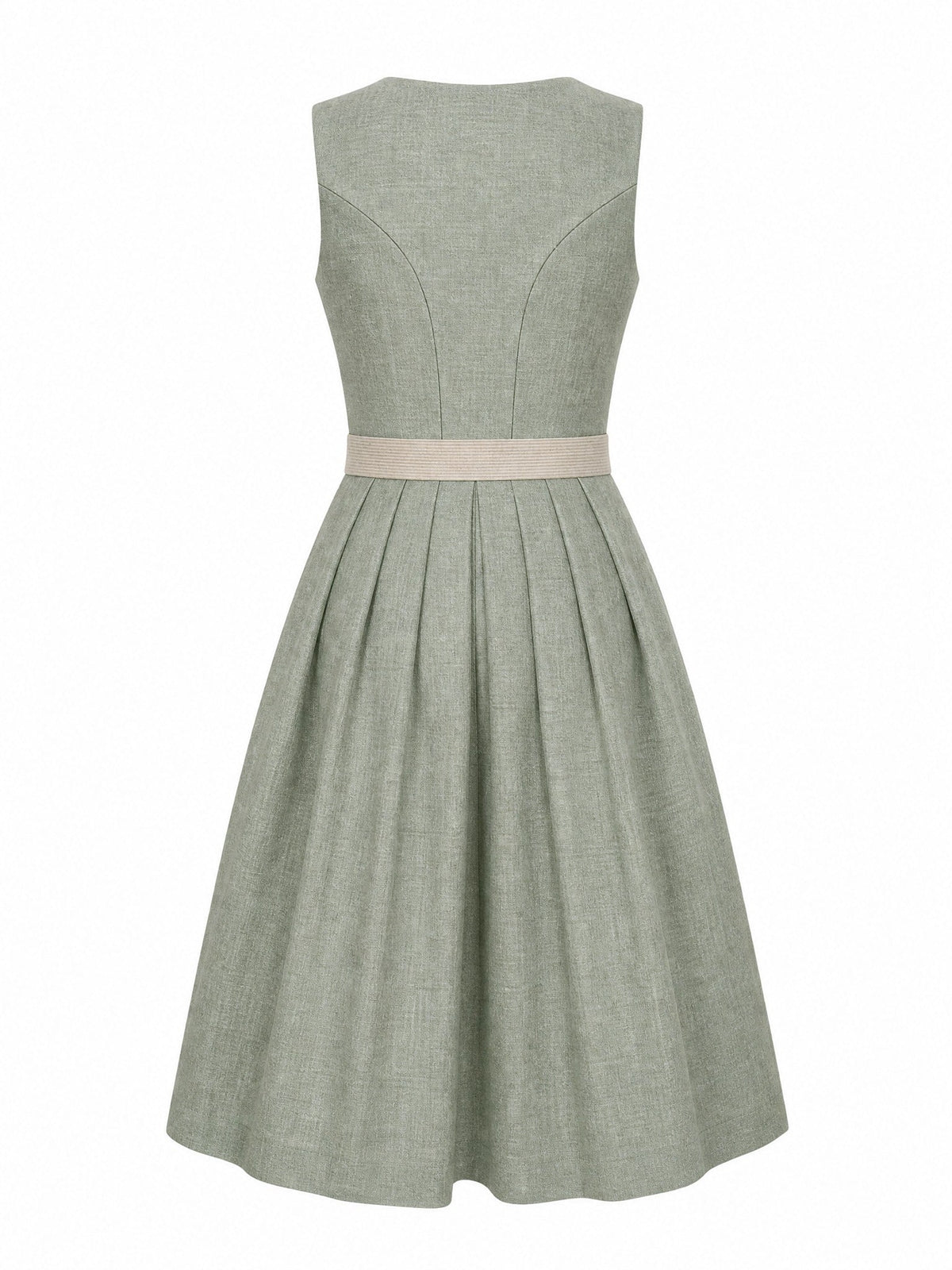 Dirndl Anna in Eukalyptusgrün mit Warmer Sand Schürze - Rückansicht