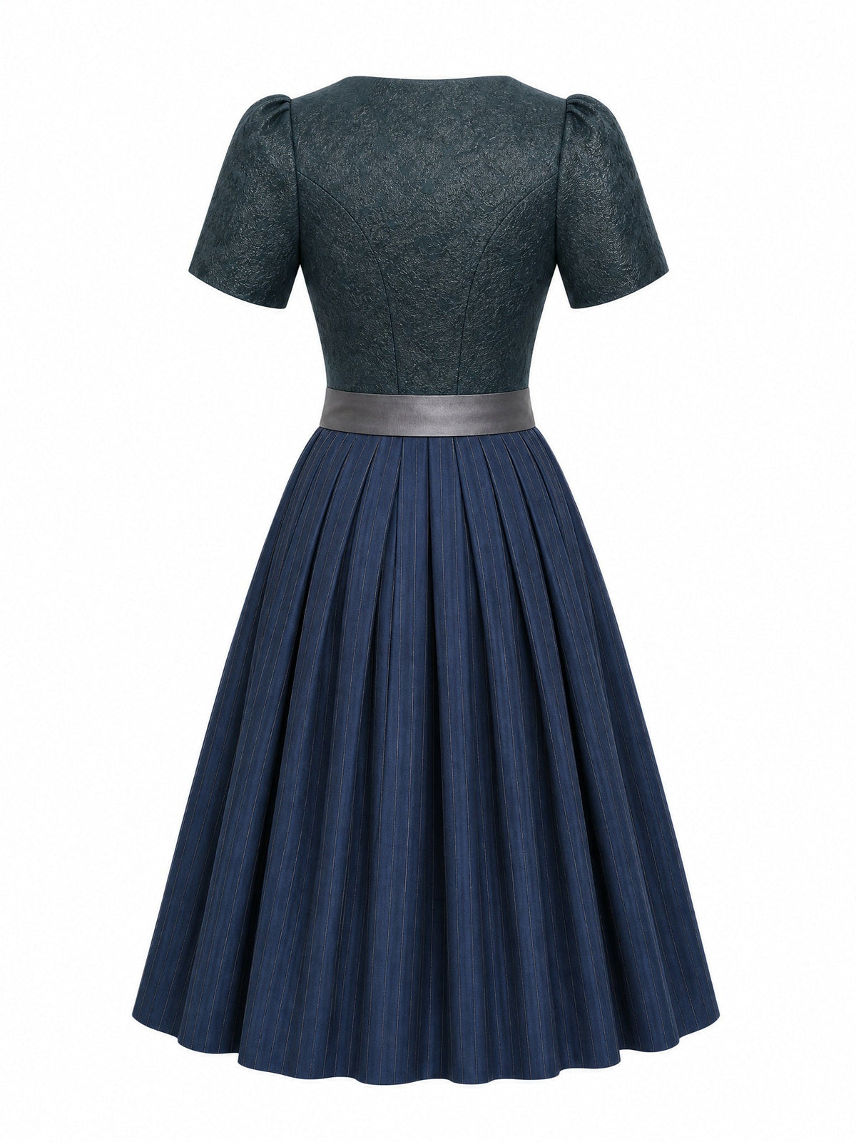 Dirndl Emma in Rauchpetrol mit Pewtergrau Schürze - Rückansicht