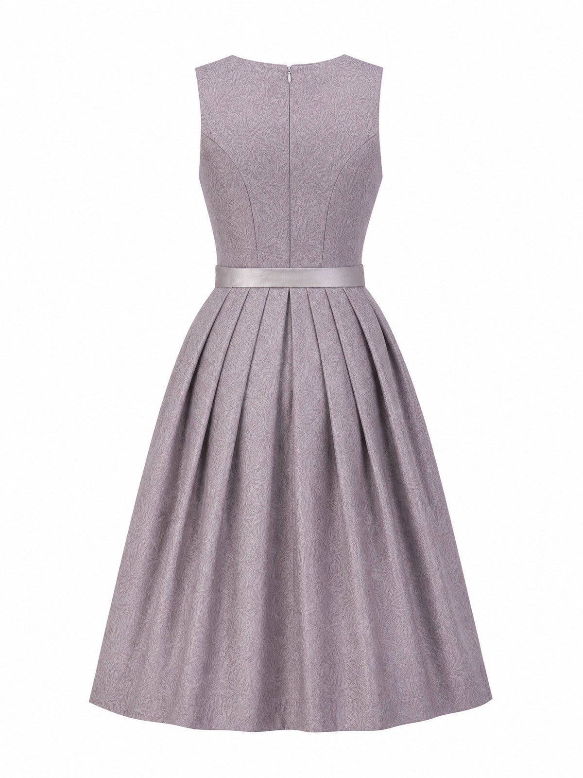 Dirndl Rosalie in Rauchflieder mit Perlgrau Schürze - Rückansicht